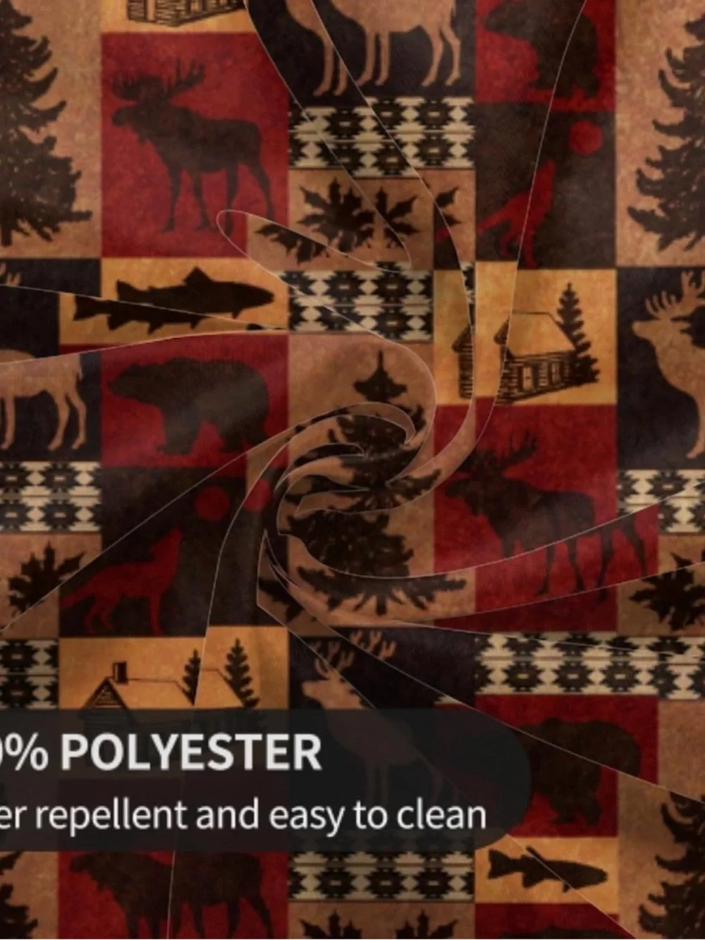 Rustic Lodge Round Tablecloth in Red and Brown